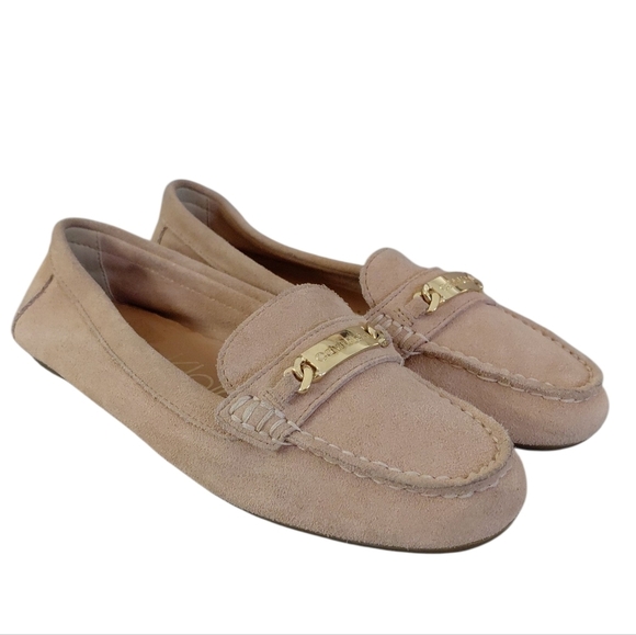 NEW Calvin Klein Soft Suede Tan Loafers Gold Emblem size 8 - Picture 10 of 10